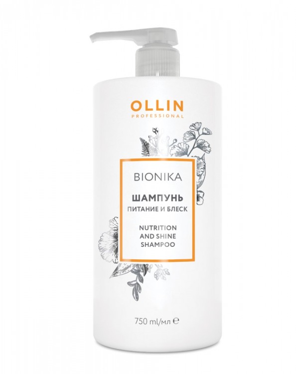 Шампунь для волос OLLIN BioNika Nutrition and Shine Питание и блеск,  750мл