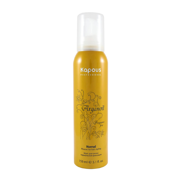 Мусс для укладки волос Kapous Fragrance free Arganoil нормальной фиксации с маслом арганы, 150мл