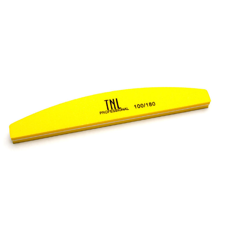 Шлифовщик для маникюра TNL лодочка 100/180 желтый в индивидуальной упаковке