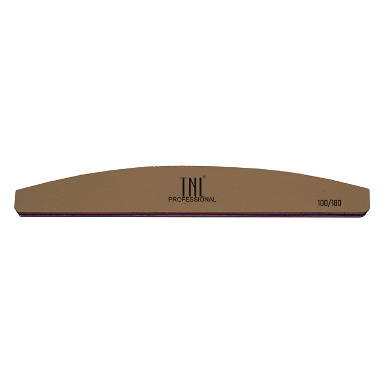 Пилка абразивная для ногтей TNL Лодочка 100/180 высокое качество коричневая в индивидуальной упаковке