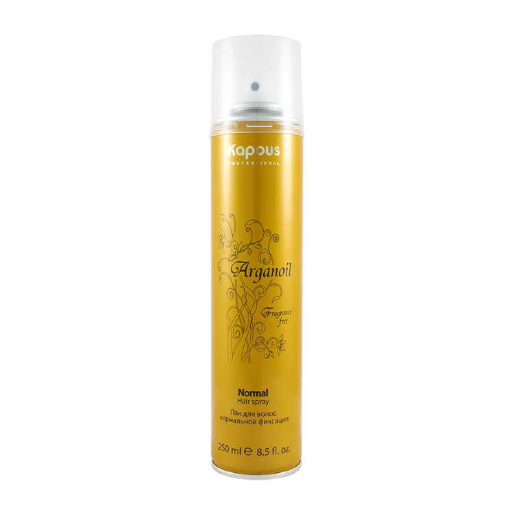 Лак для укладки волос Kapous Fragrance free Arganoil нормальной фиксации с маслом арганы, 250мл