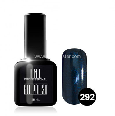 Гель-лак "TNL" №292 черный с синими блестками 10 мл.