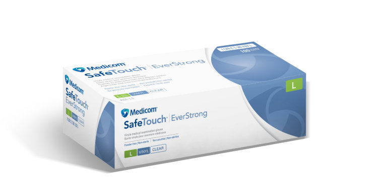 Перчатки виниловые неопудренные Medicom SafeTouch EverStrong размер S, 100шт/уп