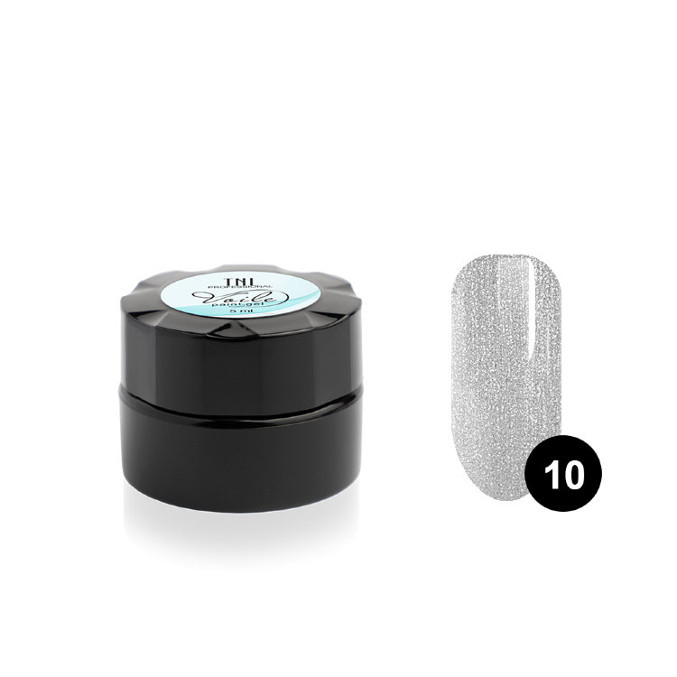 Гель - краска для дизайна ногтей TNL для тонких линий Voile №10 серебряная, 6мл