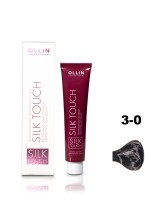 Перманентная крем - краска для волос 3-0 OLLIN Silk Touch темный шатен безаммиачный, 60мл