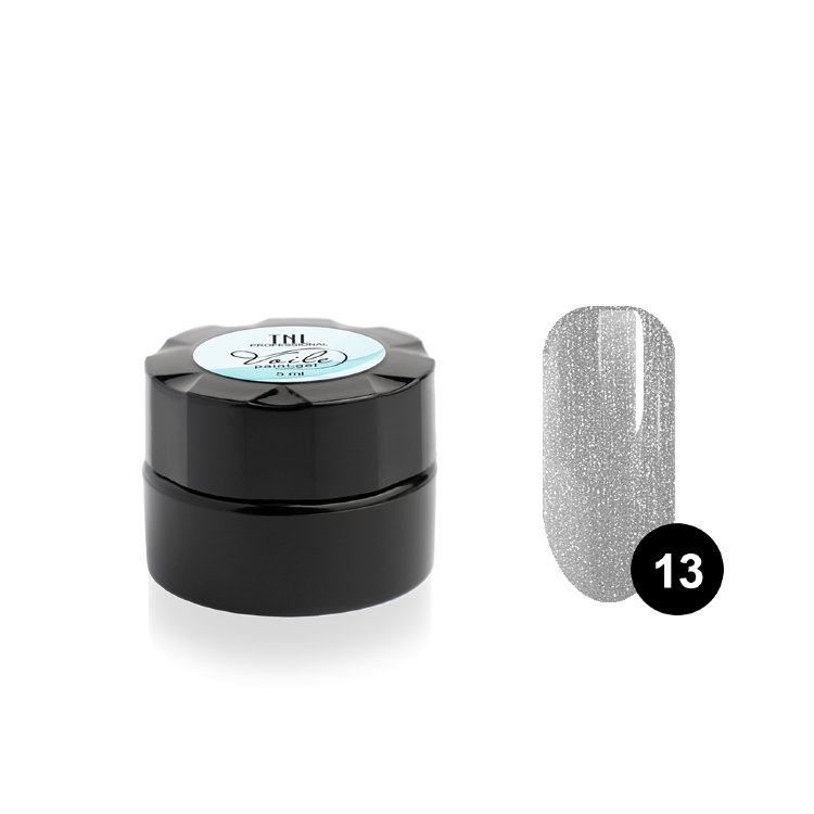 Гель - краска для дизайна ногтей TNL для тонких линий Voile №13 серебряный металлик, 6мл