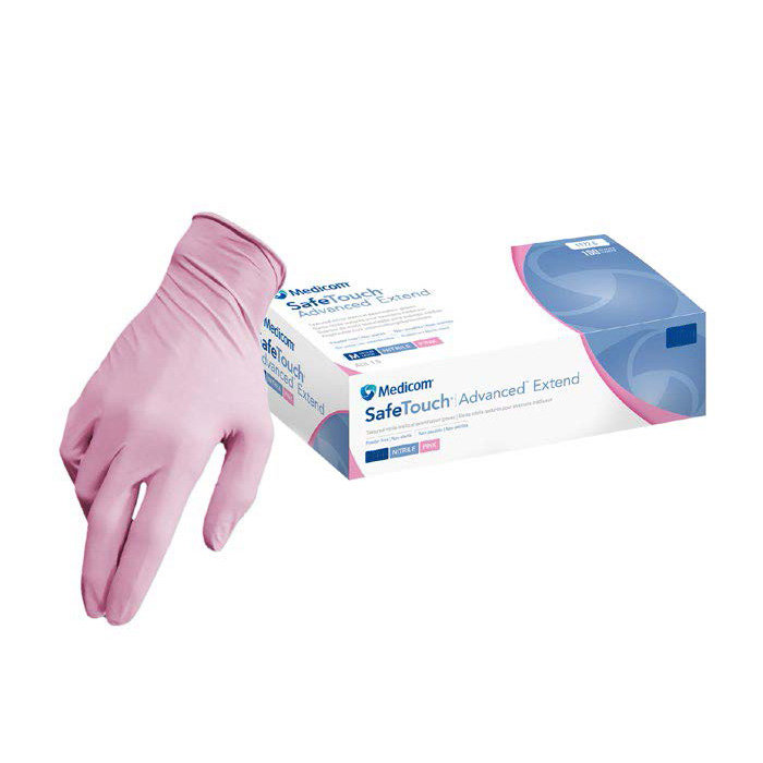 Перчатки нитриловые неопудренные Medicom SafeTouch Extend Pink розовые размер XS, 100шт/уп