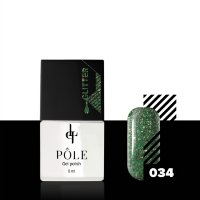 Гель лак для ногтей POLE Glitter №34 Зеленый чай 8мл.