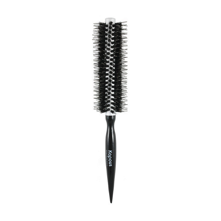 Брашинг для волос Kapous с увеличенной рабочей поверхностью и деревянной ручкой, 15мм