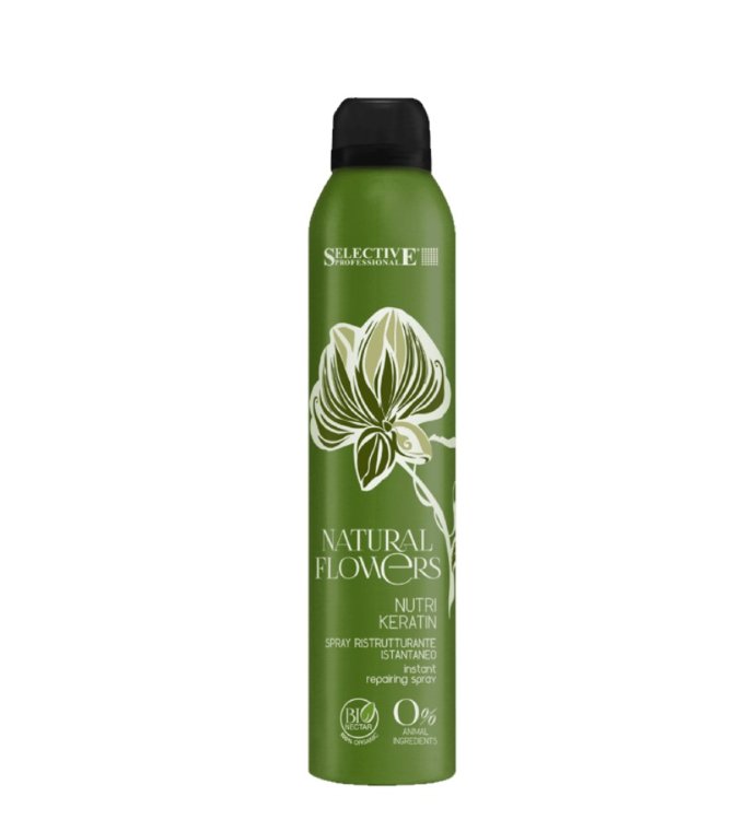 Спрей Selective NATURAL FLOWERS NUTRI KERATIN регенерирующий мгновенного действия для сухих и поврежденных волос, 150мл