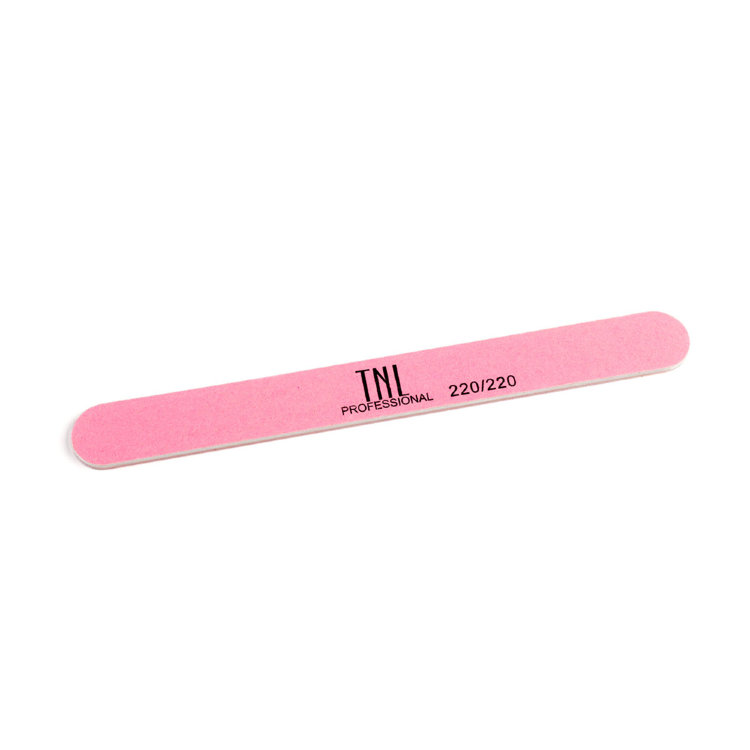Пилка абразивная для ногтей TNL Узкая 220/220 высокое качество розовая в индивидуальной упаковке