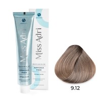 Крем - краска для волос 9.12 ADRICOCO Miss Adri Brazilian Elixir Ammonia free очень светлый блонд пепельный перламутровый, 100мл