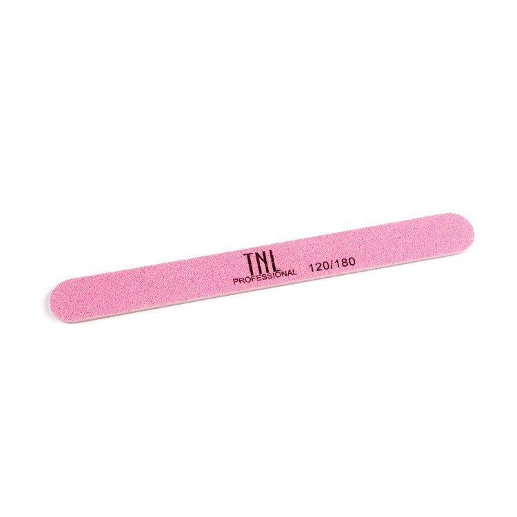 Пилка абразивная для ногтей TNL Узкая 120/180 высокое качество розовая в индивидуальной упаковке