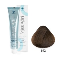 Крем - краска для волос 8.12 ADRICOCO Miss Adri Brazilian Elixir Ammonia free светлый блонд пепельный перламутровый, 100мл
