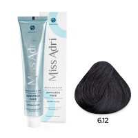 Крем - краска для волос 6.12 ADRICOCO Miss Adri Brazilian Elixir Ammonia free темный блонд пепельный перламутровый, 100мл 