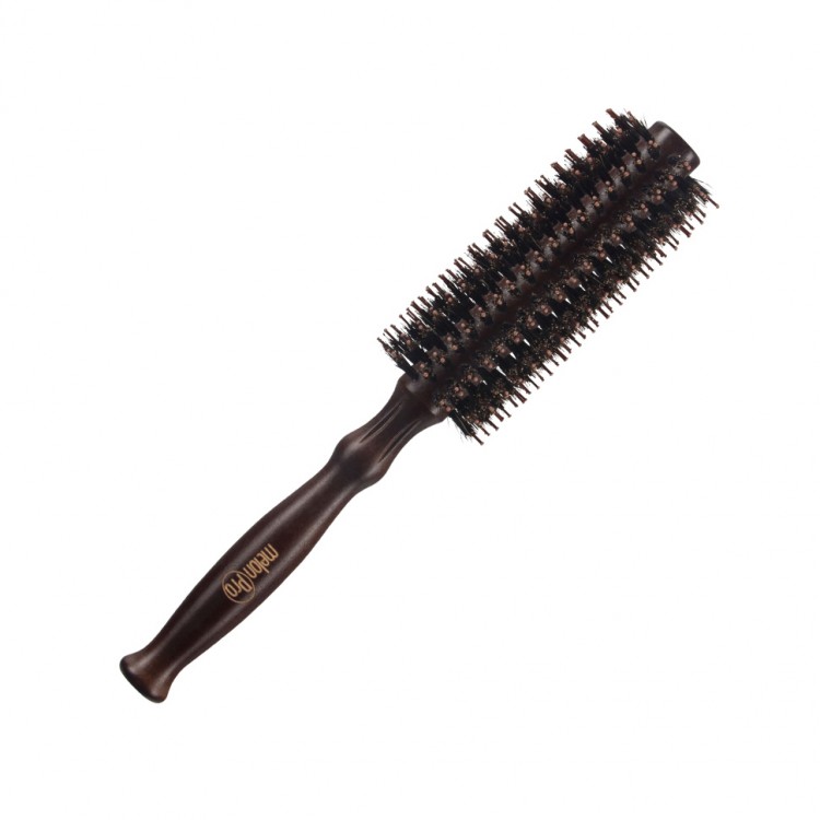 Брашинг для волос Melon Pro облегченная деревянная ручка штифты + натуральная щетина, 19мм