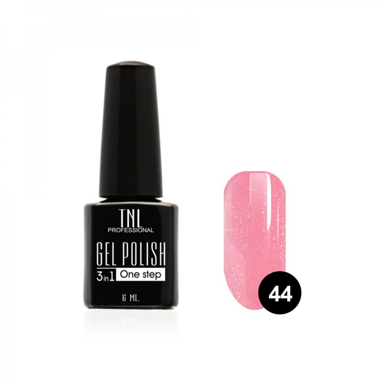 Гель - лак для ногтей 3 в 1 TNL №44 нежно розовый с перламутром, 6мл