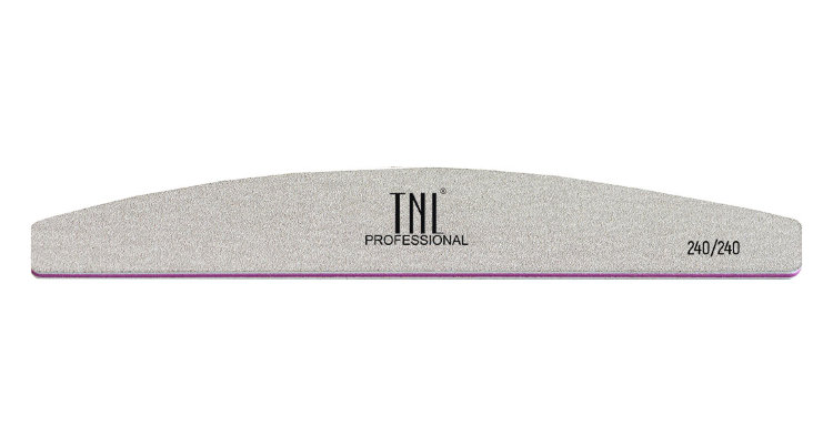 Пилка абразивная для ногтей TNL Лодочка 240/240 высокое качество серая в индивидуальной упаковке
