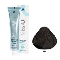 Крем - краска для волос 7.1 ADRICOCO Miss Adri Brazilian Elixir Ammonia free блонд пепельный, 100мл