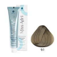 Крем - краска для волос 9.1 ADRICOCO Miss Adri Brazilian Elixir Ammonia free очень светлый блонд пепельный, 100мл