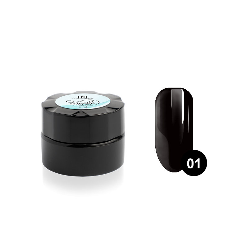 Гель - краска для дизайна ногтей TNL для тонких линий Voile №01 черная, 6мл