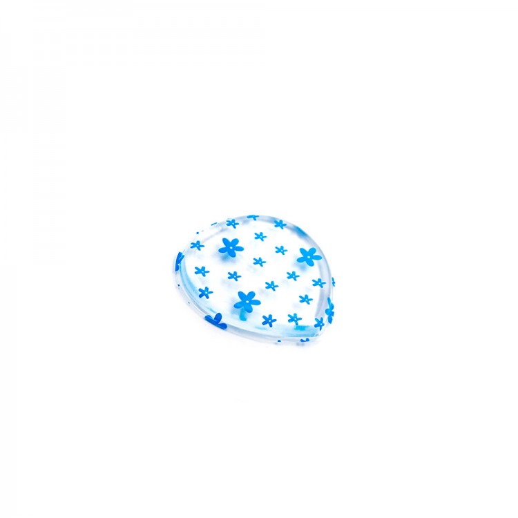 Спонж для макияжа TNL Силиконовый плоский сердце прозрачный с голубыми цветами