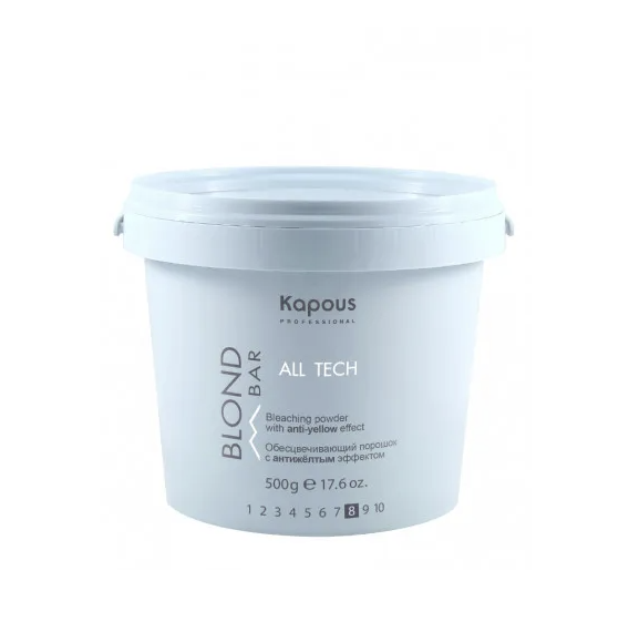 Обесцвечивающий порошок для волос Kapous Blond Bar All tech с антижелтым эффектом, 500г