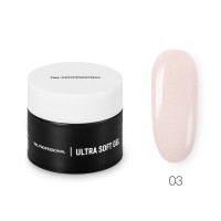 Низкотемпературный однофазный гель для ногтей TNL Ultra Soft №03 камуфлирующий нежно-розовый с шиммером, 15мл