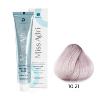 Крем - краска для волос 10.21 ADRICOCO Miss Adri Brazilian Elixir Ammonia free платиновый блонд фиолетовый пепельный, 100мл 