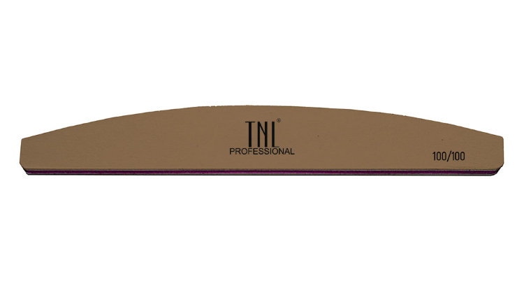 Пилка абразивная для ногтей TNL Лодочка 100/100 высокое качество коричневая в индивидуальной упаковке