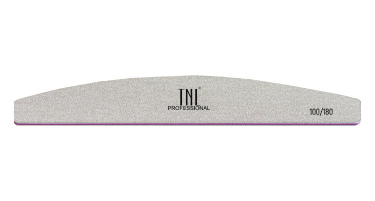 Пилка абразивная для ногтей TNL Лодочка 100/180 высокое качество серая в индивидуальной упаковке