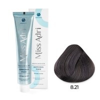Крем - краска для волос 8.21 ADRICOCO Miss Adri Brazilian Elixir Ammonia free светлый блонд фиолетовый пепельный, 100мл