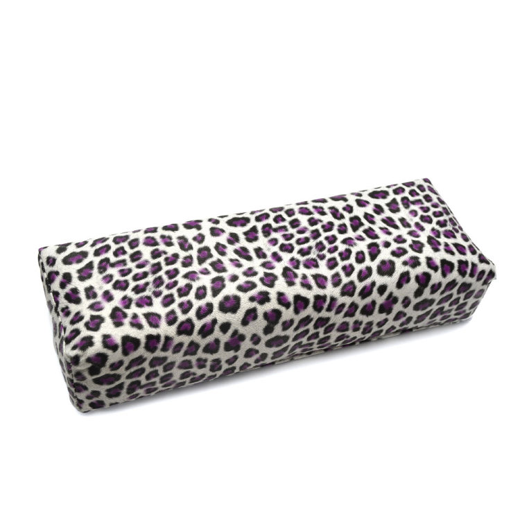 Подлокотник маникюрный для рук TNL кожаный Леопард - фиолетовый