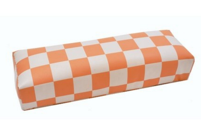 Подлокотник маникюрный для рук TNL кожаный Шахматная доска - персиковый