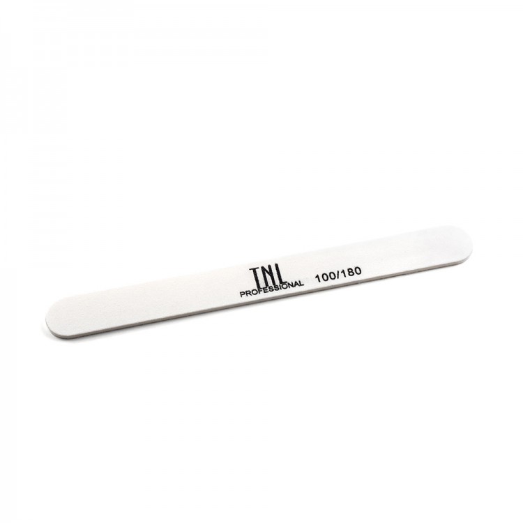 Пилка для ногтей TNL Тонкая 100/180 пластиковая белая в индивидуальной упаковке