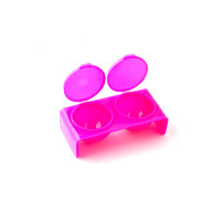 Пластиковый контейнер для хранения элементов дизайна ногтей TNL двухсекционный с крышкой розовый