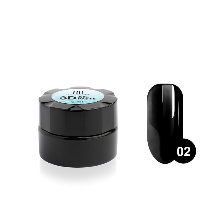 Гель - паста TNL для дизайна ногтей 3D №02 черная, 6мл