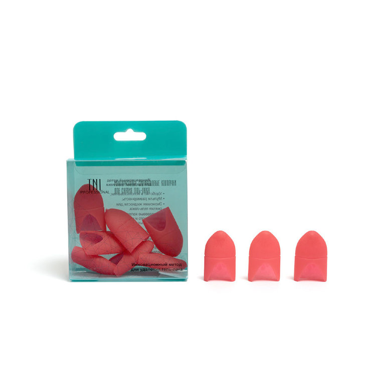 Силиконовые колпачки TNL для легкого снятия искусственного покрытия с ногтевой пластины красные, 10 шт/уп