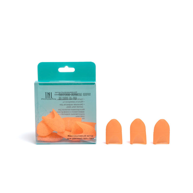 Силиконовые колпачки TNL для легкого снятия искусственного покрытия с ногтевой пластины оранжевые, 10 шт/уп