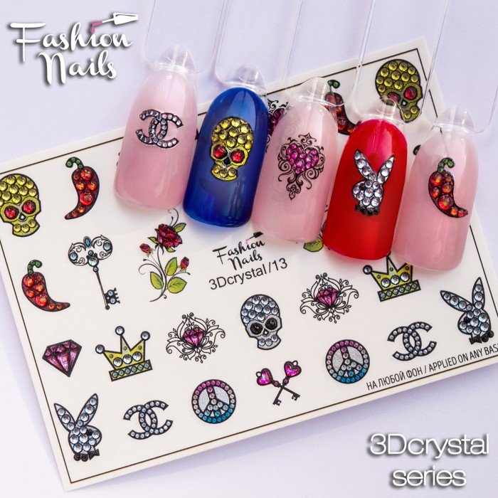 Наклейки для ногтей Fashionnails 3D crystal 13 слайдер дизайн