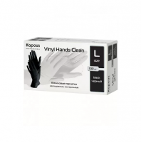 Виниловые перчатки Kapous Vinyl Hands Clean неопудренные нестерильные L черные, 100шт/уп 