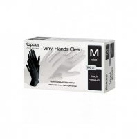 Виниловые перчатки Kapous Vinyl Hands Clean неопудренные нестерильные M черные, 100шт/уп  